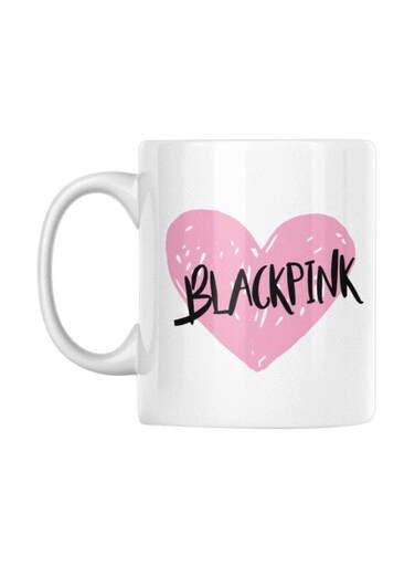 Heart Printed Mug White/Pink/Black 350ml