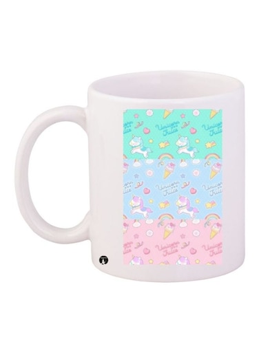 Unicorn Juice Printed Coffee Mug White/Green/Pink 11ounce