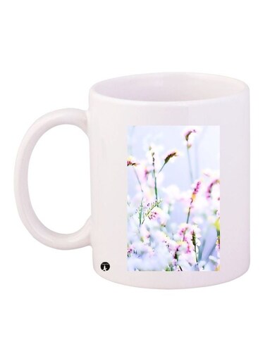 Floral Printed Coffee Mug White/Blue/Green 11ounce
