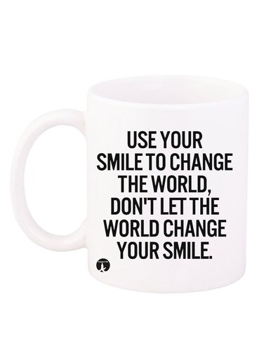Quote Printed Coffee Mug White/Black 11ounce