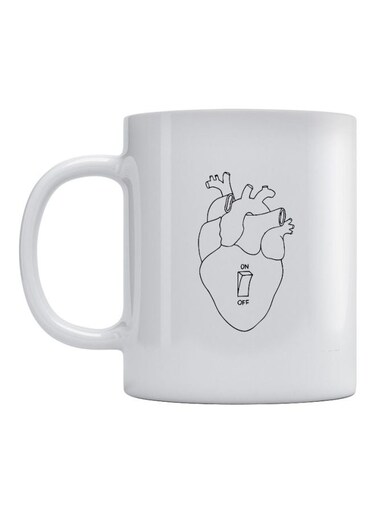 Heart Printed Mug White/Black