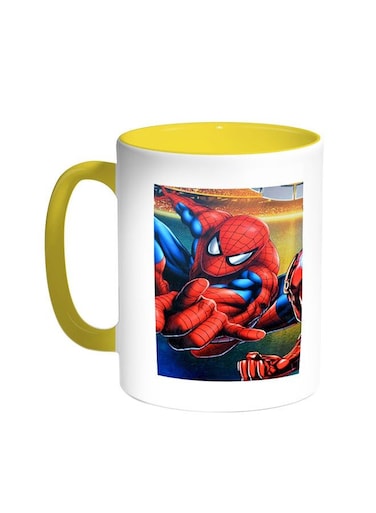 Spiderman Printed Coffee Mug Yellow/White 11ounce