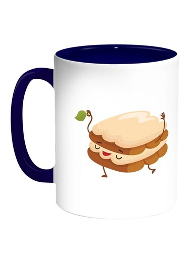 Food - Cake Printed Coffee Mug White/Blue 11ounce