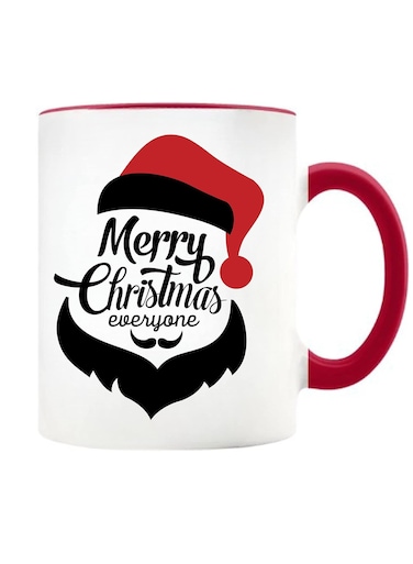 Merry Christmas Design Printed Ceramic Coffee Mug Suitable Gift for Christmas   Christmas Theme  Christmas Decor   Gifts for Friends  Gift for Employees (Two Tone Red Mug, Design 2)
