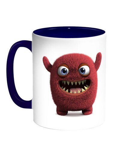 Colourful Monster Printed Coffee Mug White/Blue 11ounce