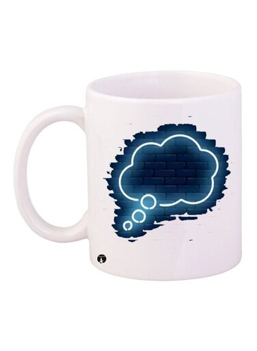 Brick Printed Coffee Mug White/Blue 11ounce