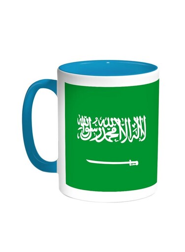 Kingdom Of Saudi Arabia Printed Coffee Mug Turquoise/White 11ounce
