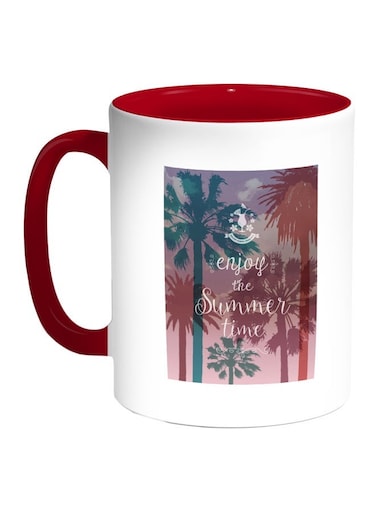 Enjoy The Summer Time Printed Coffee Mug Red/White/Blue 11ounce