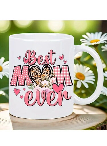 Best Mom Ever 11oz Ceramic Coffee Mug &ndash; Stylish White Travel Mug with Heart &amp; Floral Design, Reusable &amp; Insulated, Perfect Gift for Coffee Lovers, Men &amp; Women,Everyday Drinkware   Playful Design   Insulated Drinkware, Coffee Bar Accessories