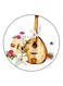 Guitar With Flower Printed Fridge Magnet Brown/White/Pink 5.5cm