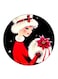 Girl Printed Fridge Magnet Round Multicolour