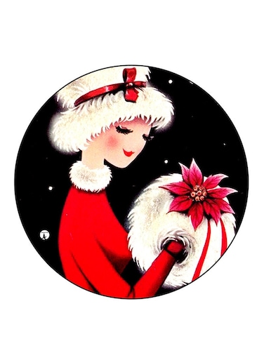 Girl Printed Fridge Magnet Round Multicolour