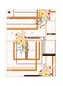 Floral Themed Metallic Plate White/Orange/Brown 20x15cm