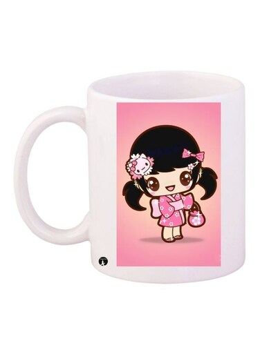 Cartoon Printed Coffee Mug White/Pink/Black