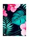 Flowers Themed Decorative Metallic Plate Black/Turquoise/Pink 20x15cm