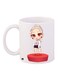 Cartoon Girl Printed Coffee Mug White/Beige/Red 11ounce