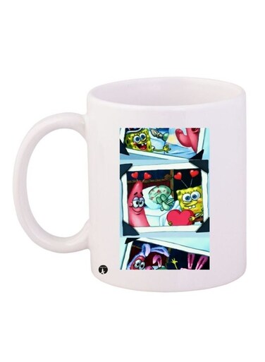 Spongebob Themed Coffee Mug White/Blue/Pink 11ounce