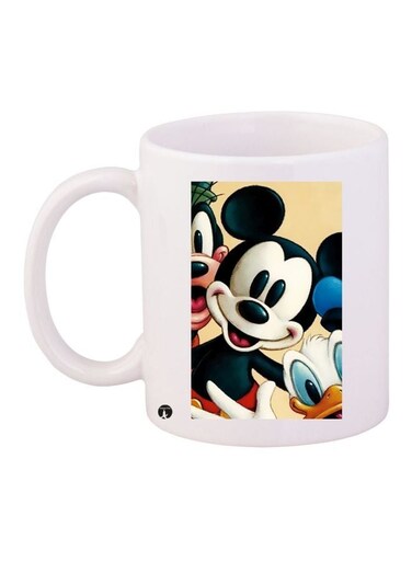 Mickey Mouse Printed Coffee Mug White/Black/Blue 11ounce