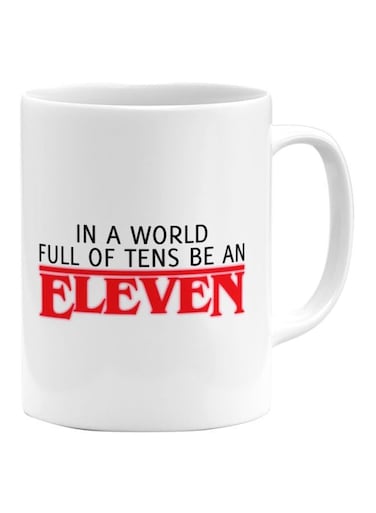 Eleven Word Printed Coffee Mug White/Black/Red