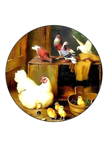 Poultry Printed Fridge Magnet Brown/Beige/White 5.5cm