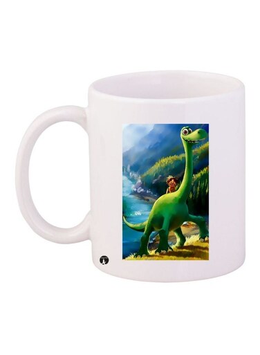 Cartoon Printed Coffee Mug White/Green/Blue 11ounce