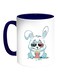 Rabbit Printed Coffee Mug White/Blue 11ounce