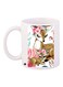 Deer Printed Coffee Mug White/Brown/Pink 11ounce