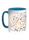 Arabic Letters Printed Coffee Mug Blue/White/Orange 11ounce