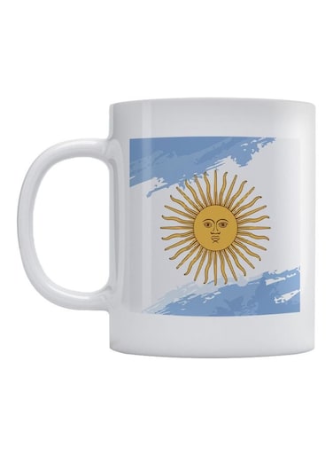 Argentina Flag Printed Coffee Mug White/Yellow/Blue 350ml