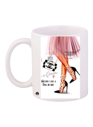 Quote Printed Coffee Mug White/Beige/Pink 11ounce