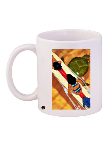 Cartoon Girls Printed Coffee Mug White/Green/Yellow