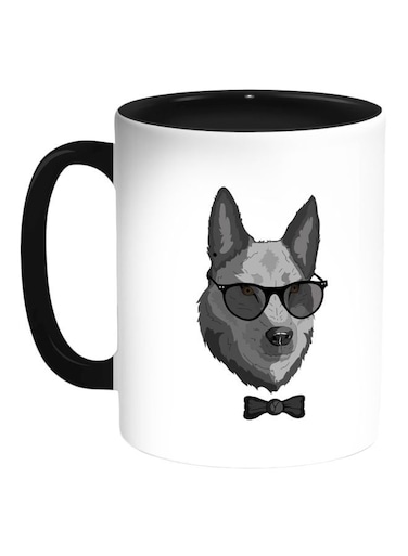 Wolf Printed Coffee Mug Black/Grey/White 325ml