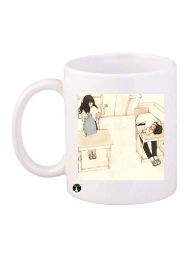 Girl And A Boy Printed Coffee Mug White/Beige/Grey