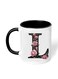RYN&reg; Ceramic Coffee Mug with Initial Design Printed Gift for Coffee and Tea Lovers 11 Oz alphabet L
