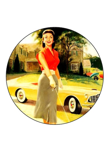 Vintage Art Printed Fridge Magnet Multicolour