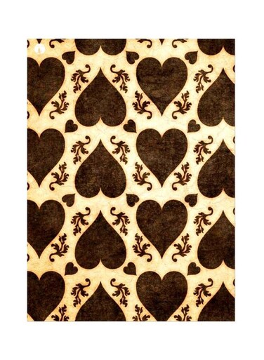 Heart Themed Metallic Plate Brown/Beige 20x15cm