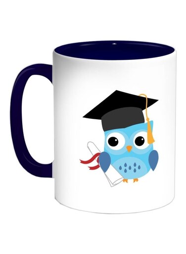 Owl Picture Printed Coffee Mug Dark Blue/Blue/Grey 11ounce