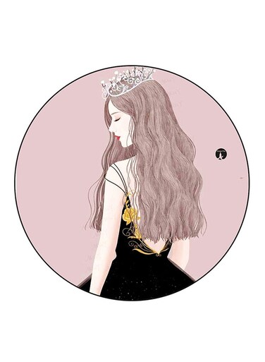 Girl Printed Fridge Magnet Round Multicolour