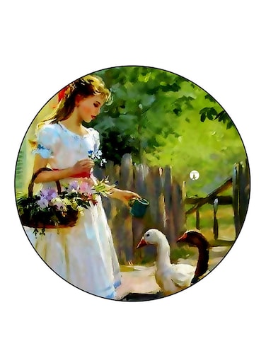 Vintage Art Printed Fridge Magnet Round Multicolour