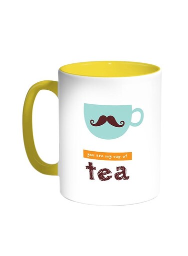 You Are My Cup Of Tea Printed Coffee Mug Yellow/White 11ounce