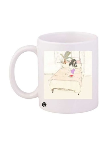 Girl Printed Mug White/Beige/Red Standard Size