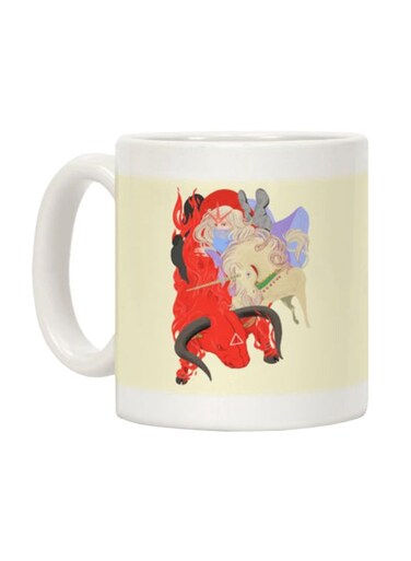 The Last Unicorn And The Red Bull Printed Coffee Mug White