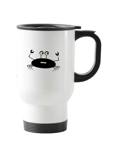 Crab Printed Travel Mug White 13centimeter