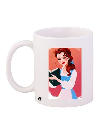 Cartoon Printed Coffee Mug White/Brown/Blue 11ounce