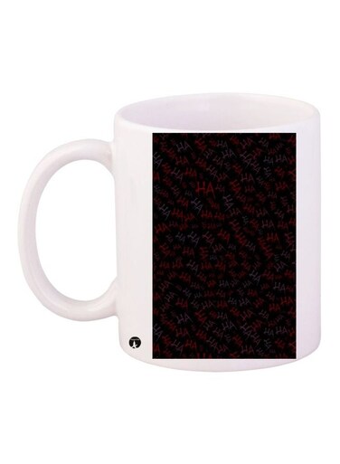 Ha Ha Printed Coffee Mug White/Black/Red 11ounce