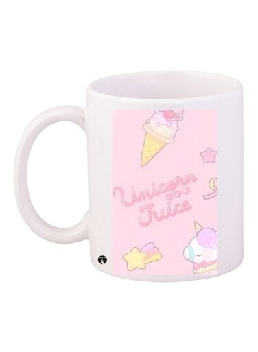 Unicorn Printed Coffee Mug White/Pink/Yellow 11ounce