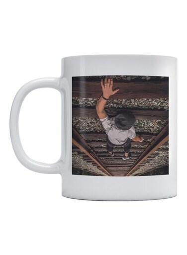 Rail Printed Coffee Mug White/Brown/Beige 350ml