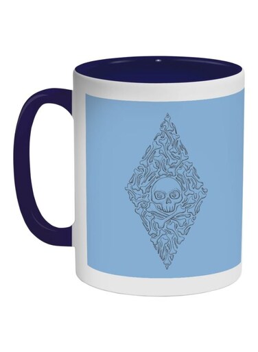 Bones And Skull Printed Coffee Mug Blue/White/Black 325ml