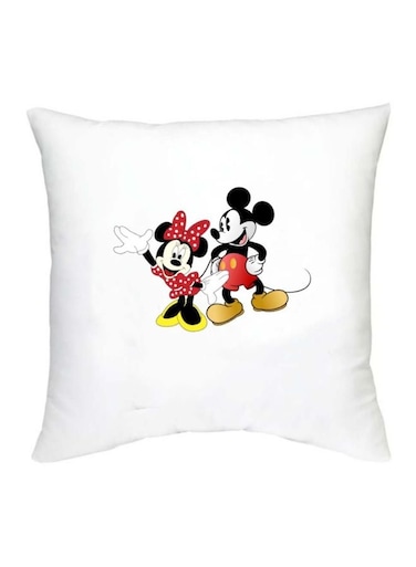 Mickey Mouse Printed Decorative Cushion White/Red/Black 16x16inch