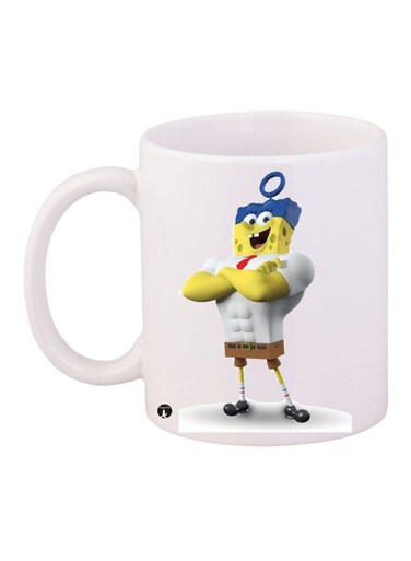 SpongeBob Printed Coffee Mug White/Yellow/Blue 11ounce